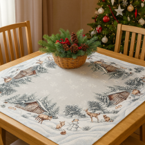 Vianočný žinilkový obrus 100x100 cm Chenille DREVENICA Vianočný žinilkový obrus 100x100 cm Chenille DREVENICA